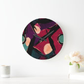 Regenbogenstreifen: Abstrakte Acryltextur Große Wanduhr (Zuhause)