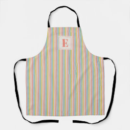 Regenbogenstreifen-All-Over-Print-Schürze mit Init Schürze