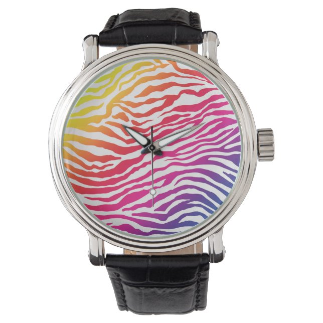 Regenbogenstreifen Armbanduhr (Vorderseite)
