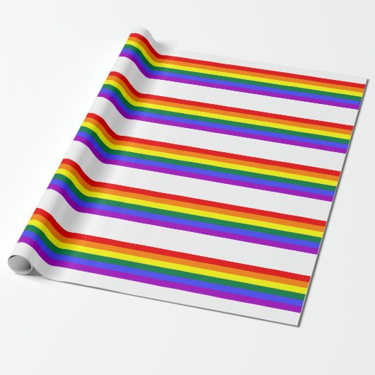 Regenbogenstreifen auf Weiß Geschenkpapier (Ungerollt)