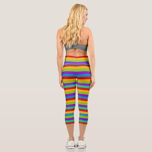 Regenbogenstreifen Capri Leggings (Rückseite)