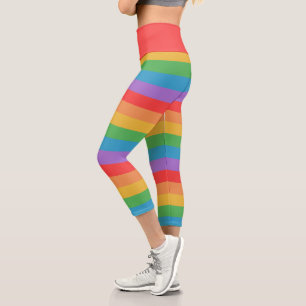 Regenbogenstreifen Capri Leggings