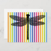Regenbogenstreifen, Dragonfly Bug Insect-Silhouett Postkarte (Vorne/Hinten)