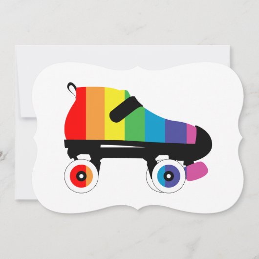 Regenbogenstreifen für Roller-Skate Einladung (Vorderseite)