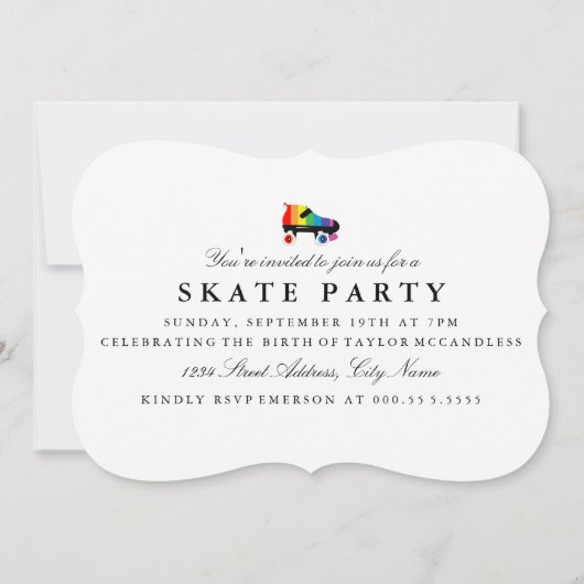 Regenbogenstreifen für Roller-Skate Einladung (Rückseite)