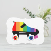 Regenbogenstreifen für Roller-Skate Einladung (Stehend Vorderseite)