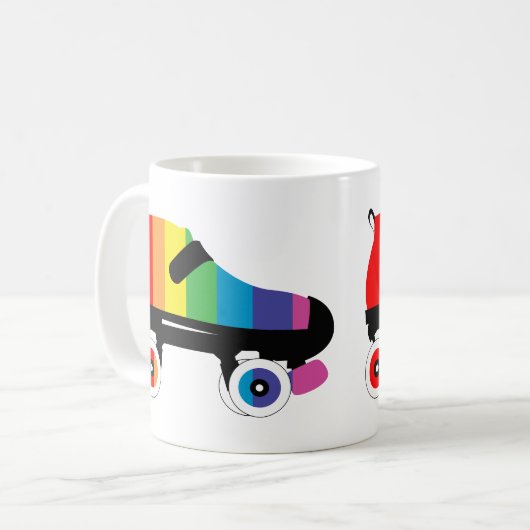 Regenbogenstreifen für Roller-Skate Kaffeetasse (Vorderseite Links)