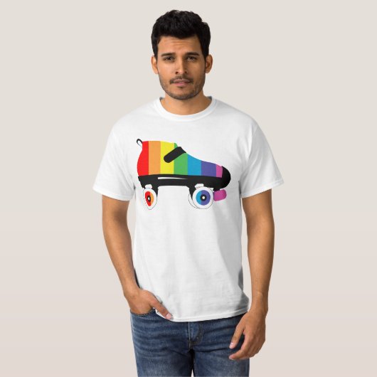 Regenbogenstreifen für Roller-Skate T-Shirt (Vorne ganz)