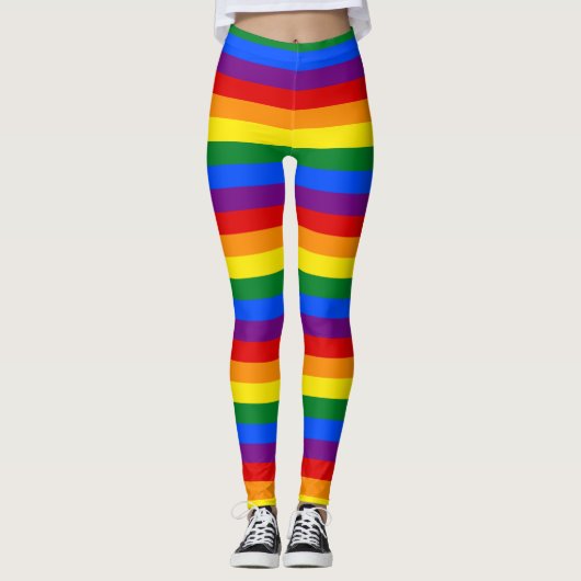 Regenbogenstreifen Gay Pride Design Leggings (Vorderseite)