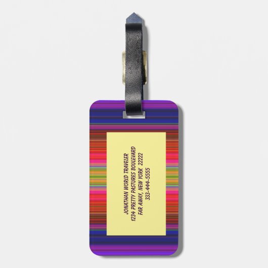 Regenbogenstreifen Gepäckanhänger (Rückseite vertikal)