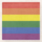 Regenbogenstreifen Glasuntersetzer (Vorderseite)