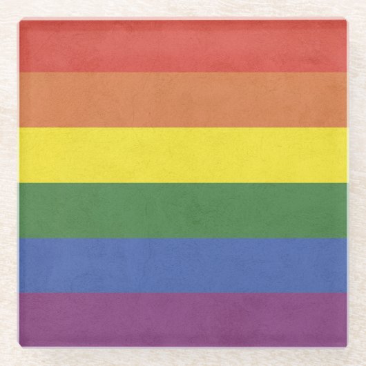Regenbogenstreifen Glasuntersetzer (Vorderseite)