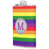 Regenbogenstreifen Grauer Kreis Monogramm Flachmann (Links)