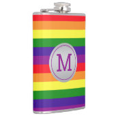 Regenbogenstreifen Grauer Kreis Monogramm Flachmann (Rechts)