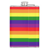 Regenbogenstreifen Grauer Kreis Monogramm Flachmann (Rückseite)