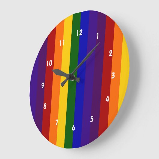 Regenbogenstreifen Große Wanduhr (Winkel)