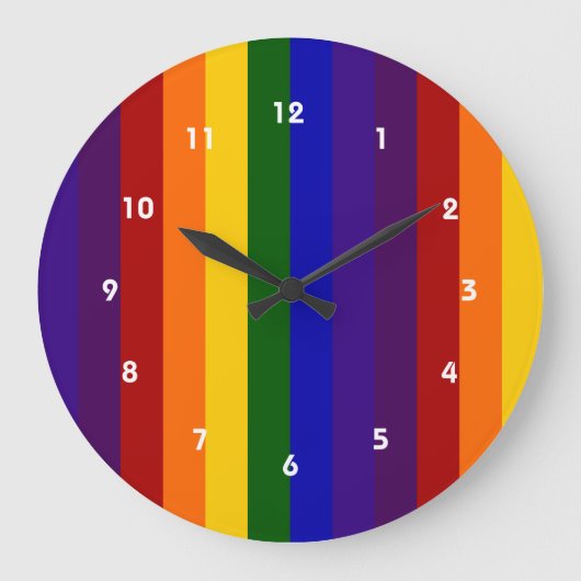 Regenbogenstreifen Große Wanduhr (Vorderseite)