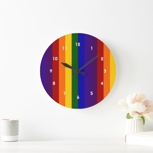 Regenbogenstreifen Große Wanduhr (Zuhause)