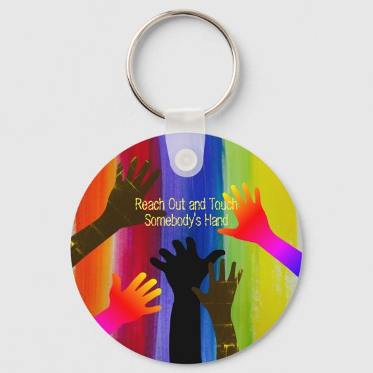 Regenbogenstreifen (Hände) Schlüsselanhänger (Vorderseite)