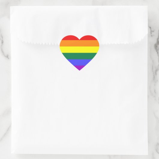 Regenbogenstreifen Herz-Aufkleber (Tasche)