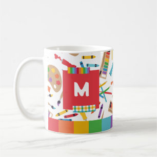Regenbogenstreifen-Kunstmuster-Lehrer-Schätzung Kaffeetasse