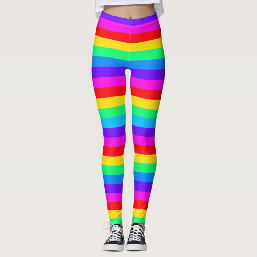 Regenbogenstreifen Leggings (Vorderseite)