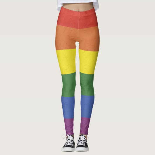 Regenbogenstreifen Leggings (Vorderseite)