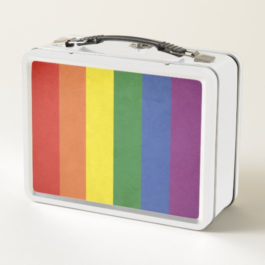 Regenbogenstreifen Metall Lunch Box (Rückseite)