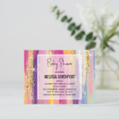 Regenbogenstreifen mit Imitaten Glitzer Babydusche Postkarte (Stehend Vorderseite)