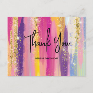 Regenbogenstreifen mit künstlichem Glitter Dankesc Postkarte