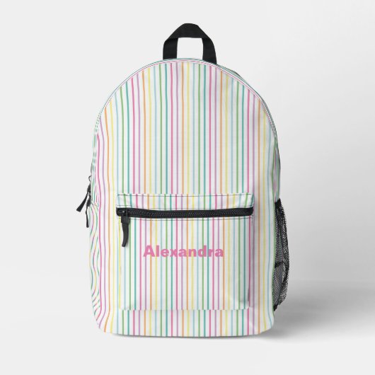 Regenbogenstreifen mit Namen Bedruckter Rucksack (Vorderseite)
