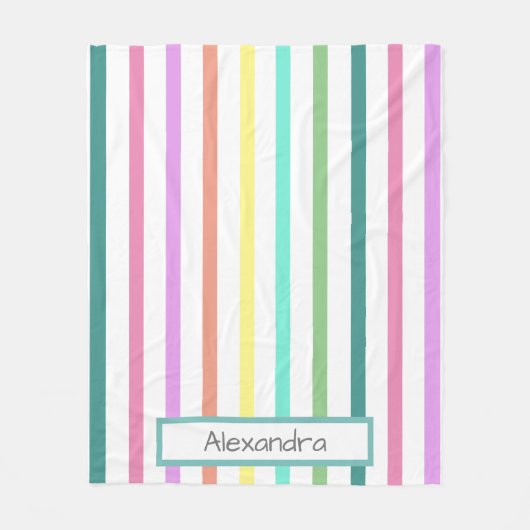 Regenbogenstreifen mit Namen Fleecedecke (Vorderseite)