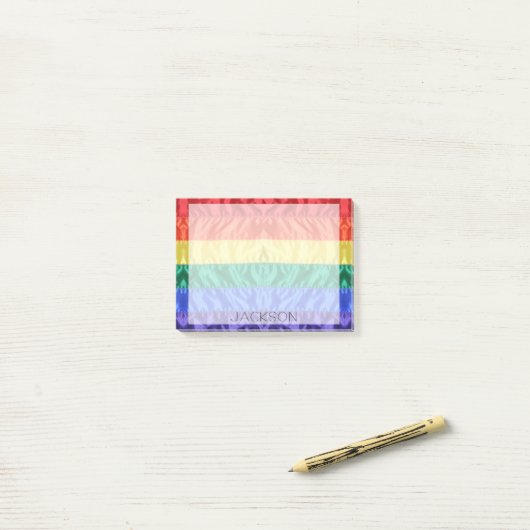 Regenbogenstreifen mit Regenbogenfahne LGBTQ-indiv Post-it Klebezettel (Auf Schreibtisch)