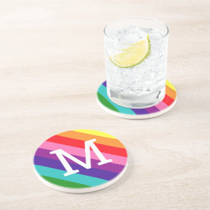 Regenbogenstreifen-Monogramm Anfangsbuchstabe Stol Getränkeuntersetzer