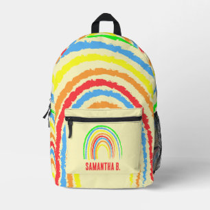 Regenbogenstreifen Monogramm Name Bedruckter Rucksack