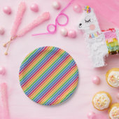 Regenbogenstreifen Muster Pappteller (Party)