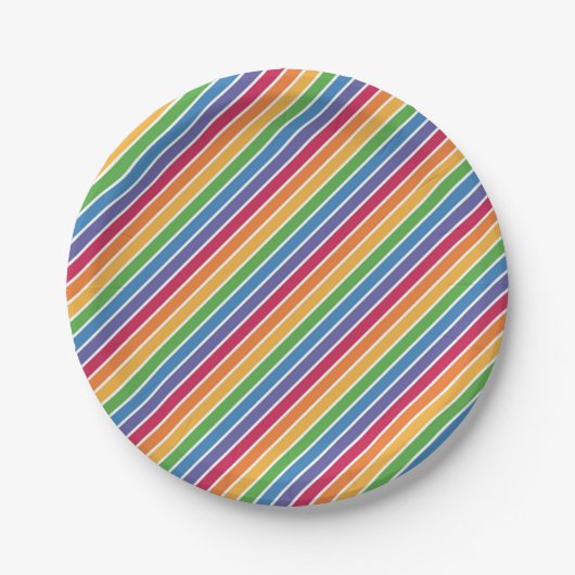 Regenbogenstreifen Muster Pappteller (Vorderseite)