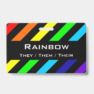 Regenbogenstreifen Name / Pronomen-Abzeichen Ausweis