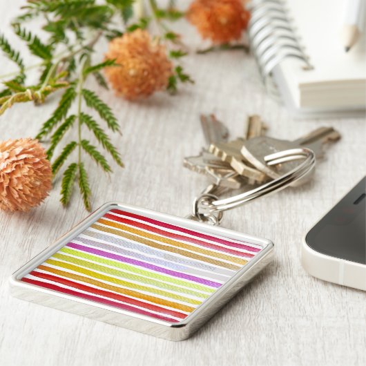 Regenbogenstreifen niedliche Wasserfarbe Schlüsselanhänger (Seite)