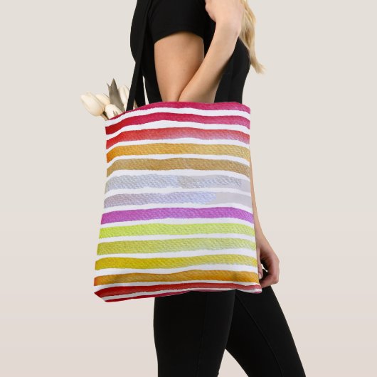 Regenbogenstreifen niedliche Wasserfarbe Tasche (Von Nahem)