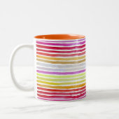Regenbogenstreifen niedliche Wasserfarbe Zweifarbige Tasse (Links)