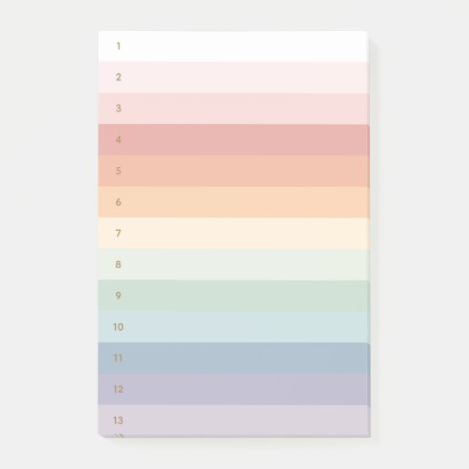 Regenbogenstreifen nummeriert post-it klebezettel (Vorderseite)