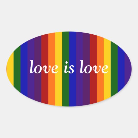 Regenbogenstreifen Ovaler Aufkleber (Vorderseite)
