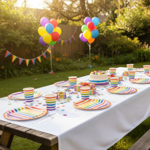 Regenbogenstreifen pappteller