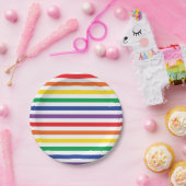Regenbogenstreifen Pappteller (Party)