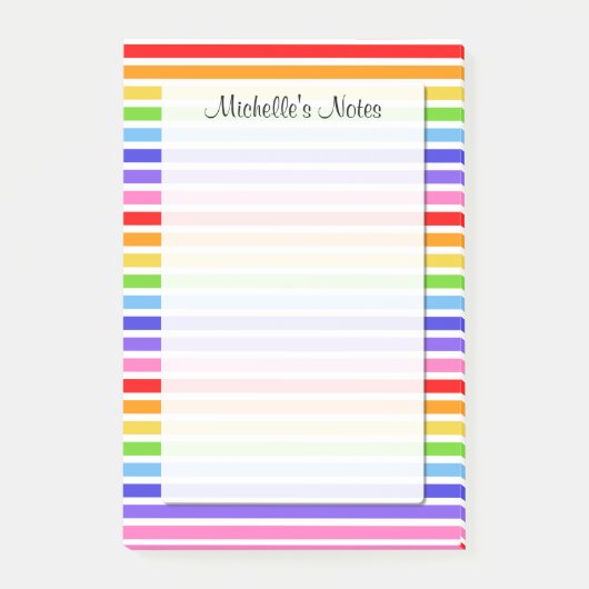 Regenbogenstreifen Personalisiert 4 x 6 Post-it Klebezettel (Vorderseite)