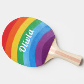 Regenbogenstreifen Personalisiert Tischtennis Schläger (Seitenansicht)