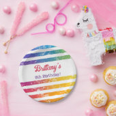 Regenbogenstreifen Persönliche Bezeichnung Jahr Ge Pappteller (Party)