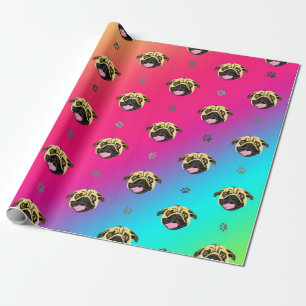Regenbogenstreifen-Pug-Geschenkpapier Geschenkpapier