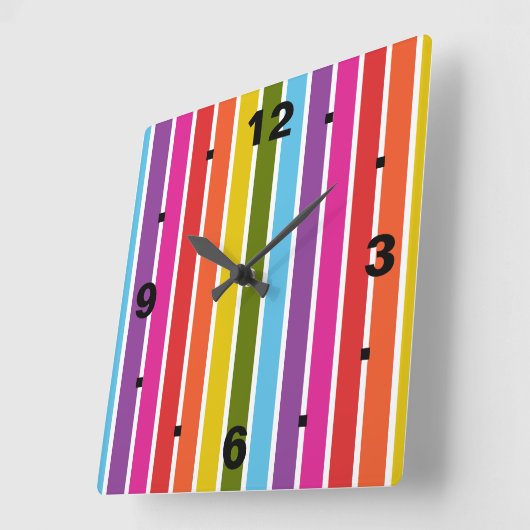 Regenbogenstreifen Quadratische Wanduhr (Winkel)